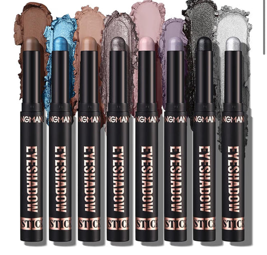 8PCS Eyeshadow Stick Soft Creamy Matte Shimmer Eye Shadow Pencil Crayon Highlighting Pigmented Shiny Eyeshadow Pencil Waterproof Classy Shimmer Eye Shadow Sticks Set (C)