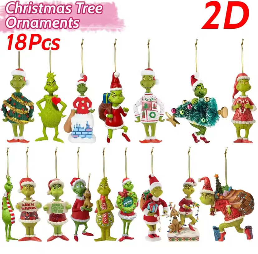 2026 2D Acrylic Christmas Tree Green Monsters Ornaments