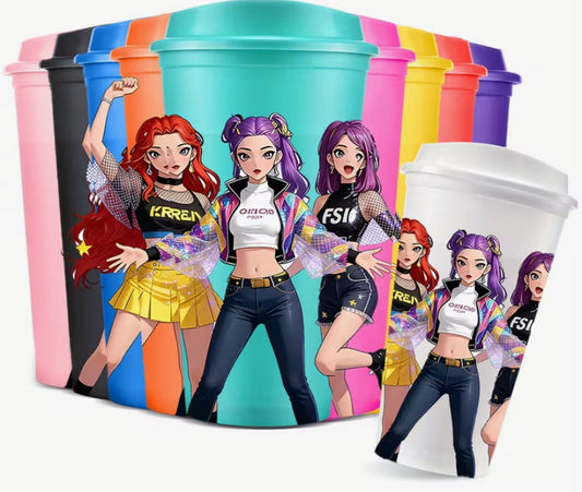 Vibrant Fashionista Cups: 16oz Colorful Water Bottle with Lids - Leak-Proof, Print Design in Assorted Colors - Perfect for Birthdays, Beach Parties, Graduations & Holiday Gifts Embrace Your Style with Colorful Prints!"