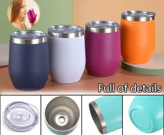 360ml Stainless Steel Eggshell Wine Tumbler Double Wall Vacuum Insulated Cup for Coffee