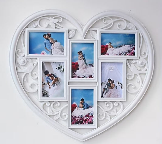 Heart Love Shaped Wall Decor Collage Picture Frame Family Photo Frame