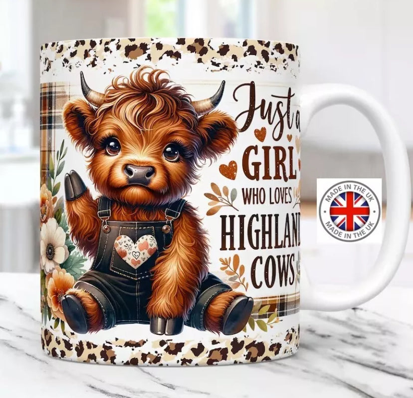 JUST A GIRL WHO LOVES HIGHLAND COW COWS PRETTY MUG GIFT