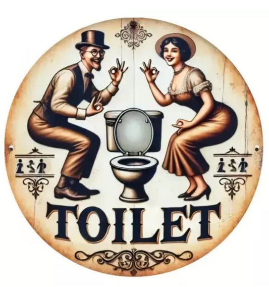 Toilet Sign for WC, Lavatory, Restroom, Privy, Bathroom  - Metalic Plaques 20cm