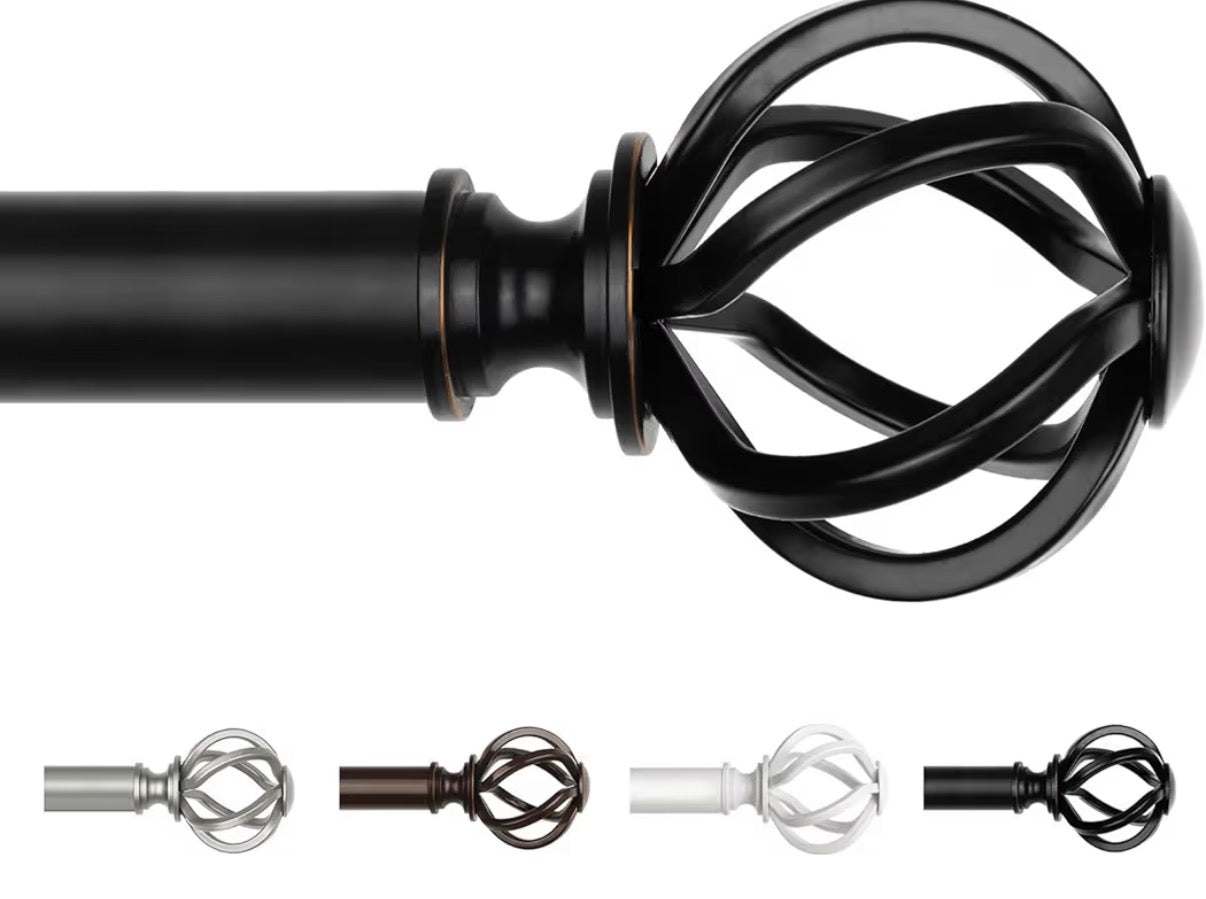 Curtain Poles for Eyelet Curtains, Black Curtain Pole 80 to 148 cm