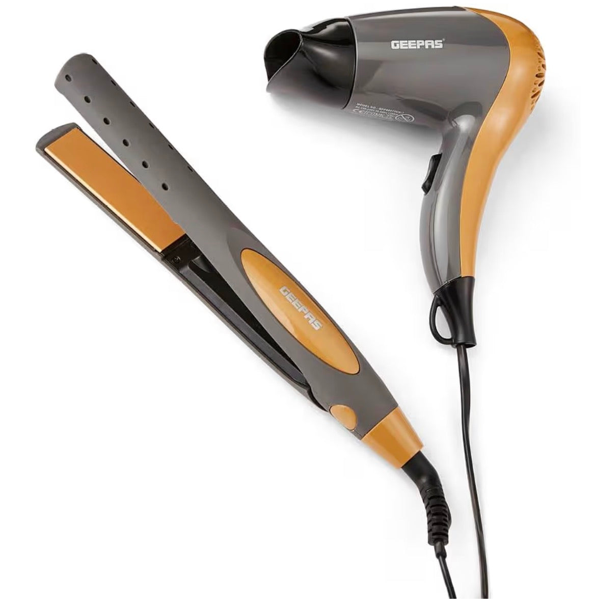 GEEPAS 2-in-1 1200W Travel Hair Dryer & Hair Straightener Combo Set