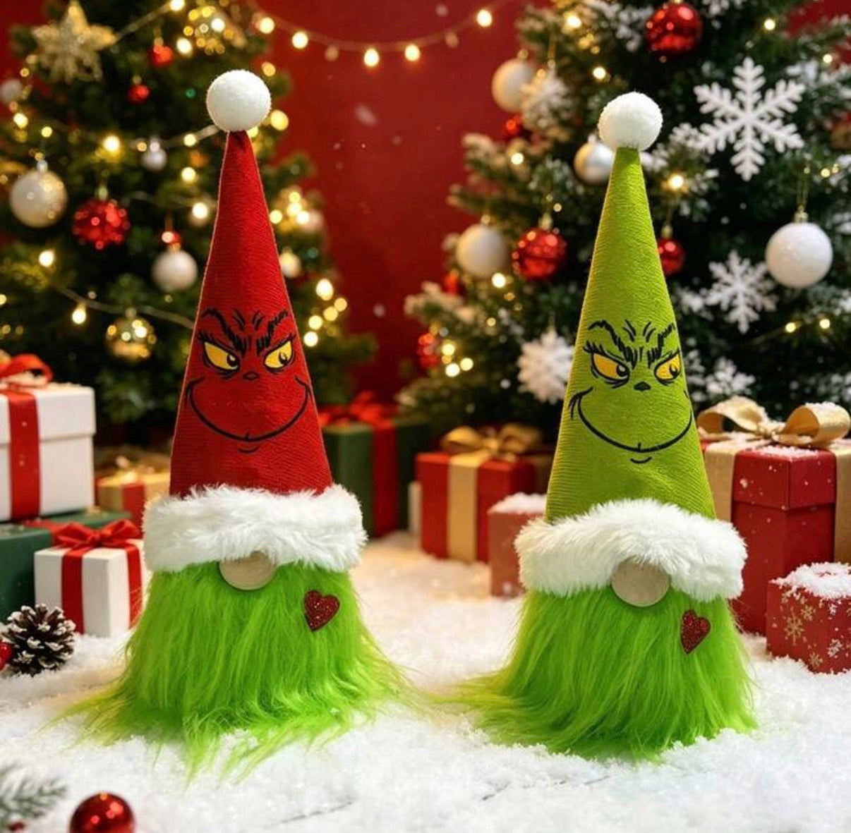 2pcs Faceless Doll Christmas Grinch Green Fur Monster