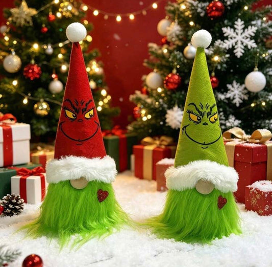2pcs Faceless Doll Christmas Grinch Green Fur Monster