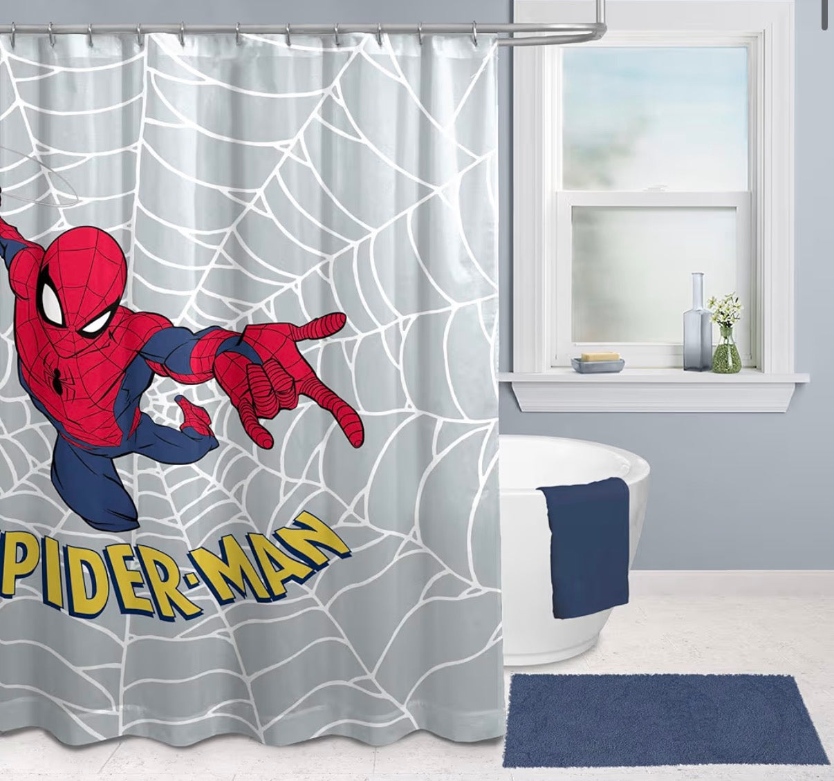 Mickey and Minnie Mouse Shower Curtain 178 x 183 cm - Fabric Gray Bathroom Decor