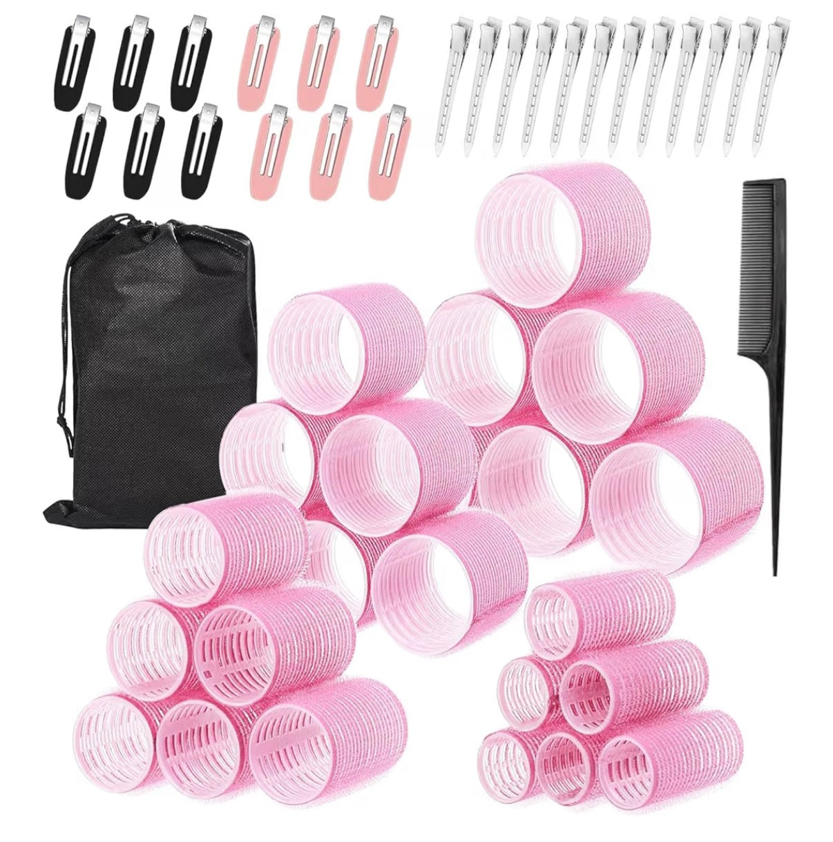 Hair Rollers with Clips 50PCS, Rollers for Hair Volume 4 Sizes (60/48/36/25mm) with 24 Clips, Large Hair Curlers Rollers for Long, Medium, Short, Thick & Fine Hair Lift & DIY Styling