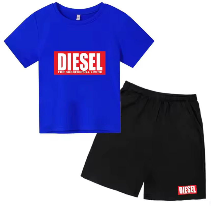Kids Letter Print Sports Short Sleeve T-Shirt & Shorts Set - Casual Children's 2-Piece Activewear Loungewear Outfit