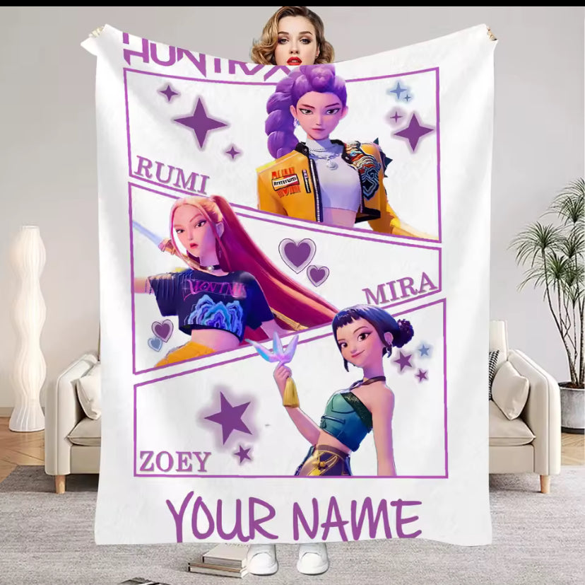 1PC Custom Name K-Pop Demon Hunters Blanket