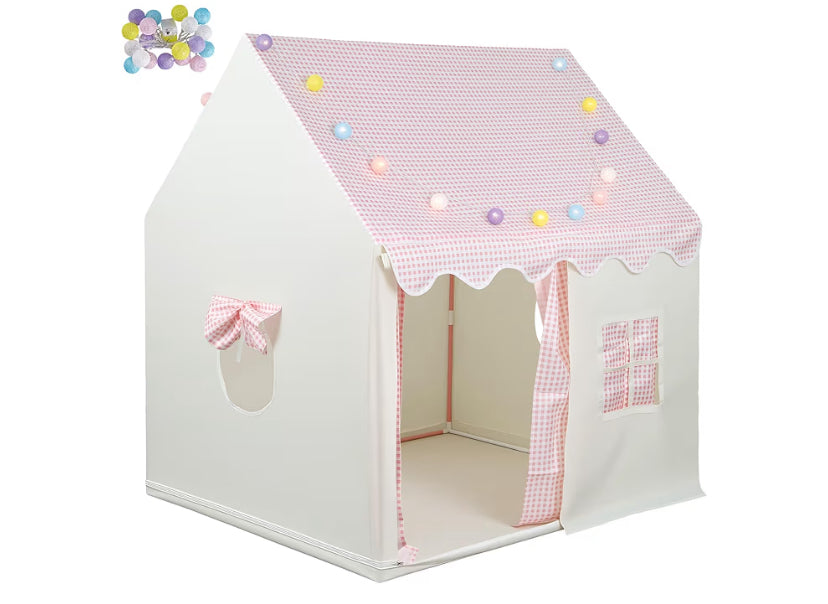 Kids Play Tent with LED Lights - Easy Setup 10 Mins,Large Indoor Outdoor Playhouse for Children,Spacious Play Tents for Girls & Boys Ages 3-12