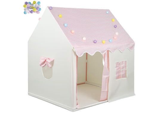 Kids Play Tent with LED Lights - Easy Setup 10 Mins,Large Indoor Outdoor Playhouse for Children,Spacious Play Tents for Girls & Boys Ages 3-12