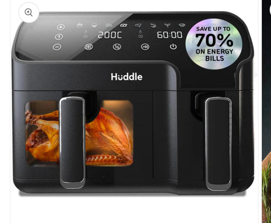 8.5L Premium Dual Basket Air Fryer - 1 Year Cover - Save on your Annual Energy Bill - UK Design with Innovative Match Cooking Technology™ - Faster, Cheaper, Oil Free Cooking