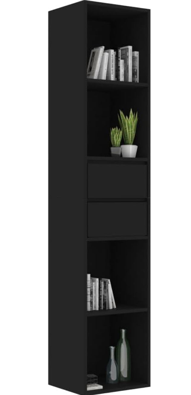 Book Cabinet Bedroom Living Room Office Furniture Bookcase Standing Shelf Storage Rack Organiser Black 36x30x171cm Chipboard