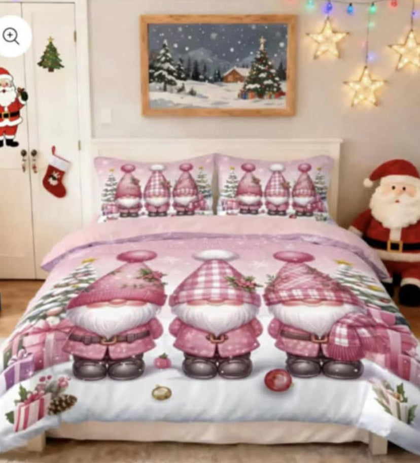 3pcs Pink Merry Christmas Little Dwarf Printed