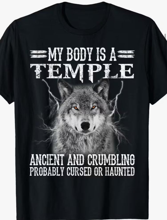 Men'S Wolf Graphic T-Shirt S-3XL Breathable Soft Fabric, Graphic Tees, Graphic Tees Men