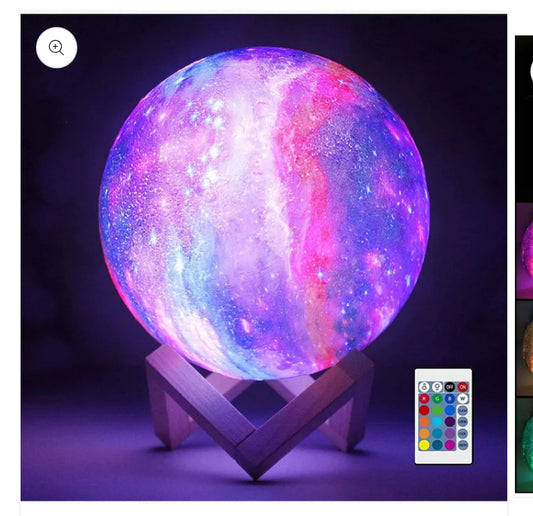 16 Colors LED USB Star Galaxy Moon Lamp w/ Stand Remote 3D Bedroom Night Light