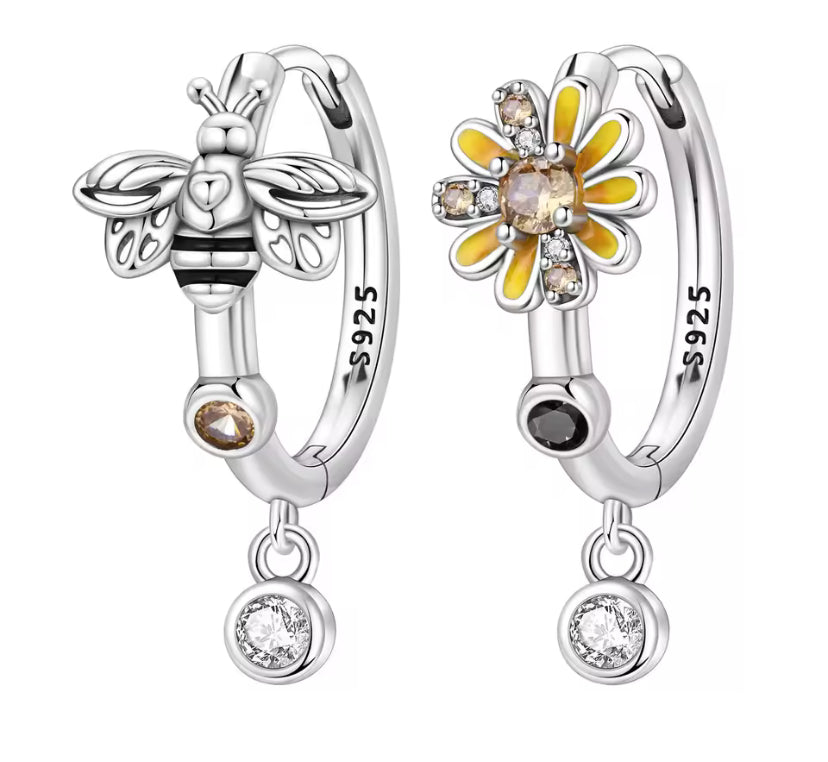925 Sterling Silver Pink Heart Balloon Dog Drop Earrings