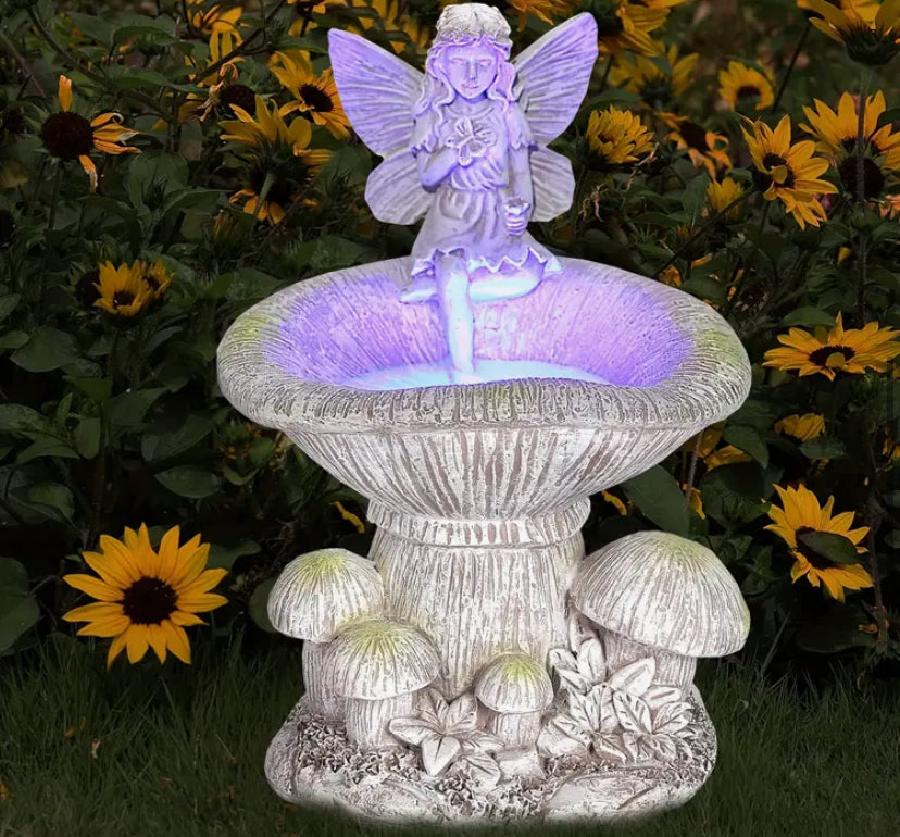 A Single Angel Outdoor Statue - with an IPX4 Elegant Design And Soft Lighting, It Brings Tranquility And a Natural Ambiance to Your Outdoor Space.