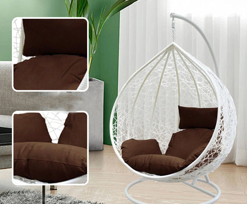 Hanging Egg Chair Rattan Swing Garden Hammock with Cushions for Outdoor Indoor