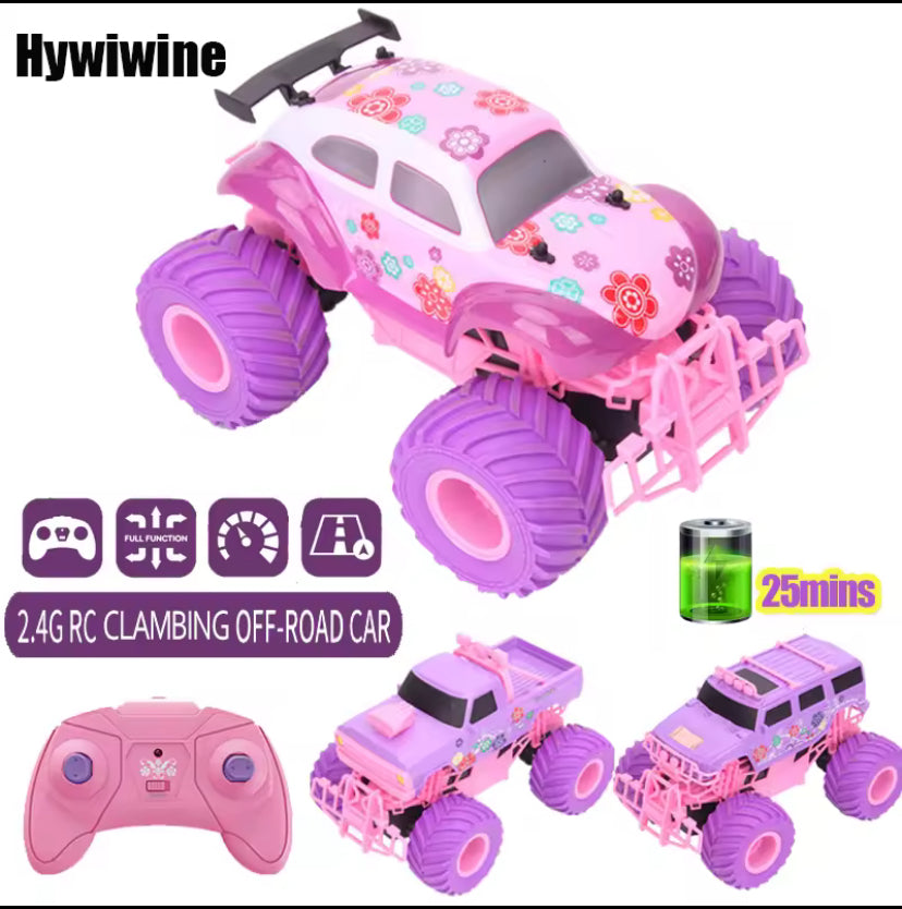 Pink RC Car Pickup Truck Electric Climbing Drop-resistant Stunt Remote Control Toy
