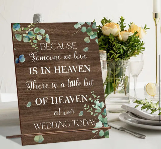 [1pc Wooden Wedding Memorial Sign] 1pc Art Deco Eucalyptus Leaf Pattern Wooden Wedding Reception Sign - Sympathy Memorial Wedding Decor