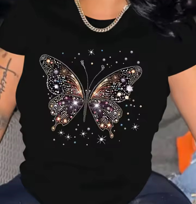Butterfly T-Shirt Soft Women's Casual Short Sleeve T-Shirt