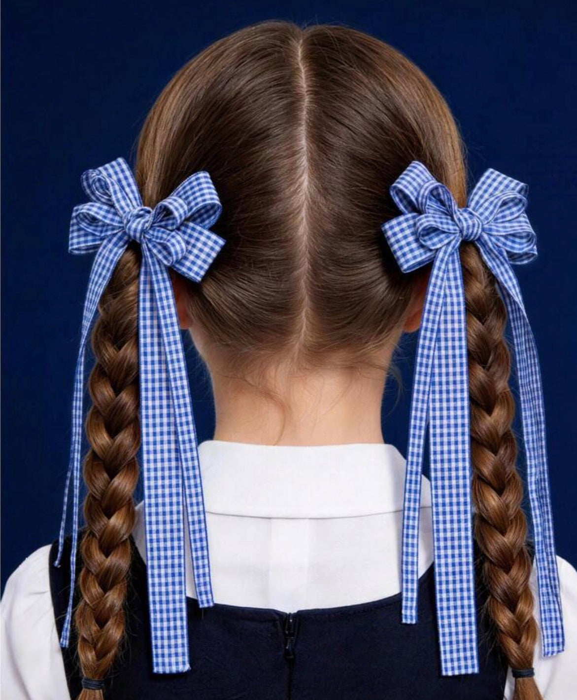2pcs Back To School Dual-Tone Plaid Bow Ribbon Hair clip