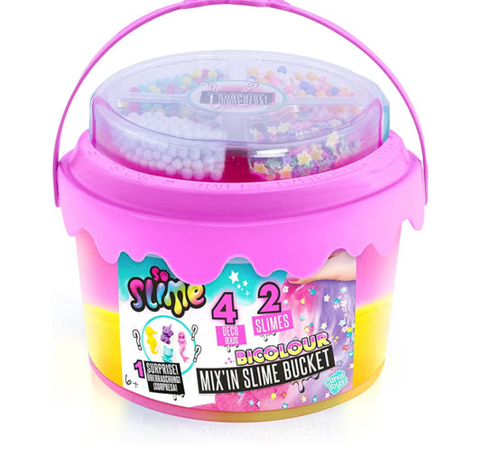Canal Toys So Slime Mix’in Slime Bucket - 2 Coloured Slimes with Surprise Character & Fun Decorations - 400g Stretchy Sensory Slime Kit for Kids - DIY Mix & Play Slime Set for Creative Fun