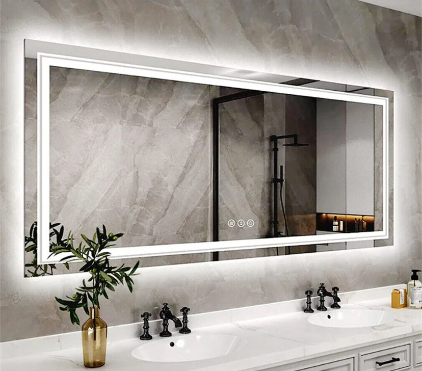 Oversized Bathroom Mirror LED Lighted Wall Mirror with Demister Exclusive Design