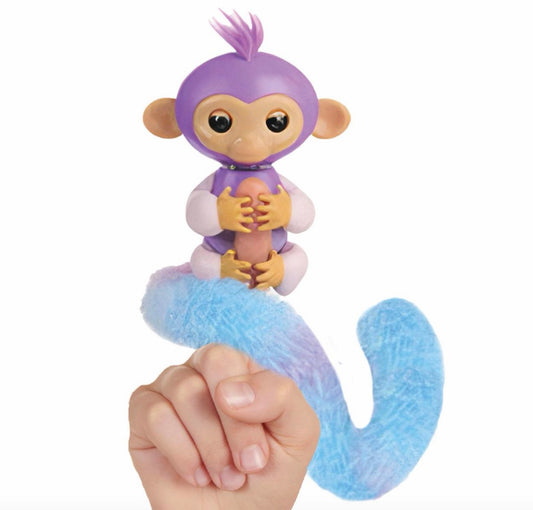 Fingerlings Snuggle Tails - Interactive Purple Monkey (Coco), with fluffy tail, mini bestie (Chloe), brush and stickers