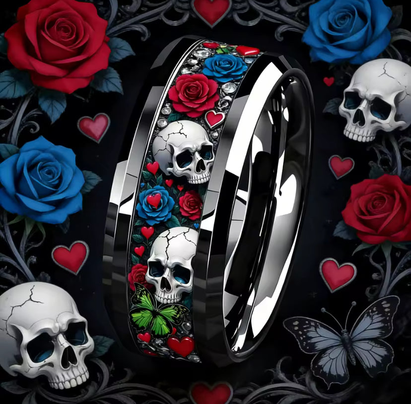 Cyberpunk-Style Gothic Punk Hip Hop Rock Biker 8mm Stainless Steel Ring