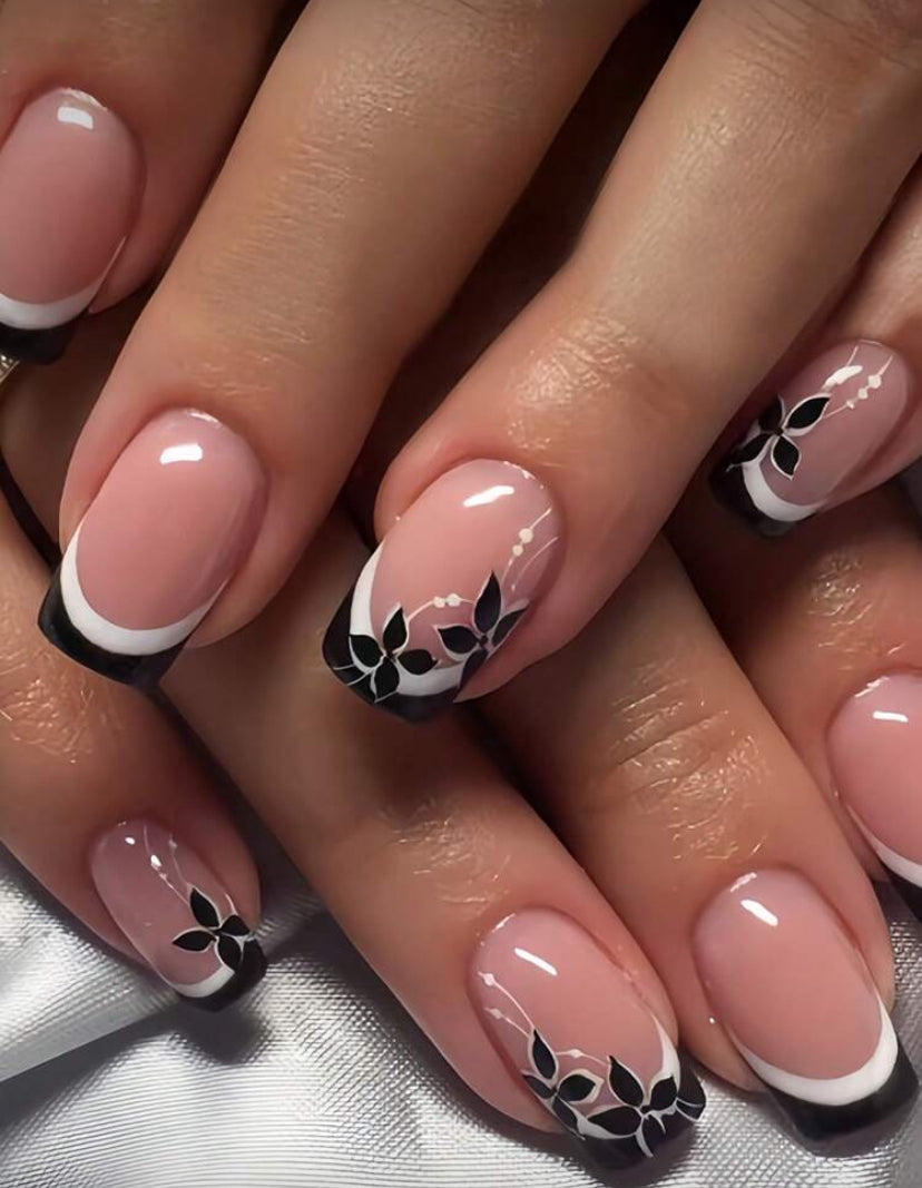 Instantly Upgrade Your Look With 24Pcs Short Square Press On Nails Vibrant Teen Heart Pink Cherry Blossom Polka Dot Fake Nails Simple Everyday White French Full Coverage Wearable Nails For Holiday, Dating Full Cover Fake Nails For Women And Girls Includes