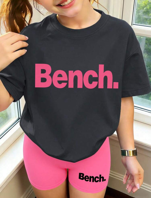 2pcs/Set Tween Girl Casual Letter Print Short Sleeve T-Shirt + Shorts Set