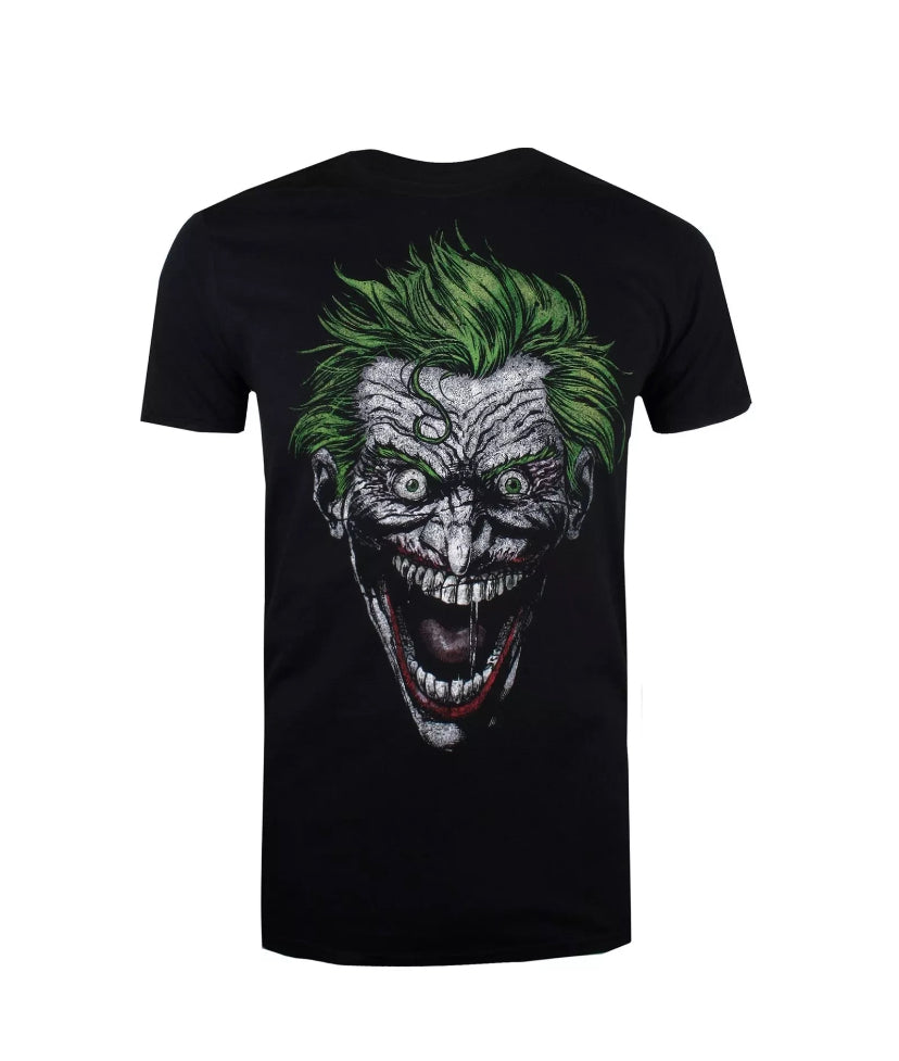 The Joker Face T-Shirt Comics Men's Black Top