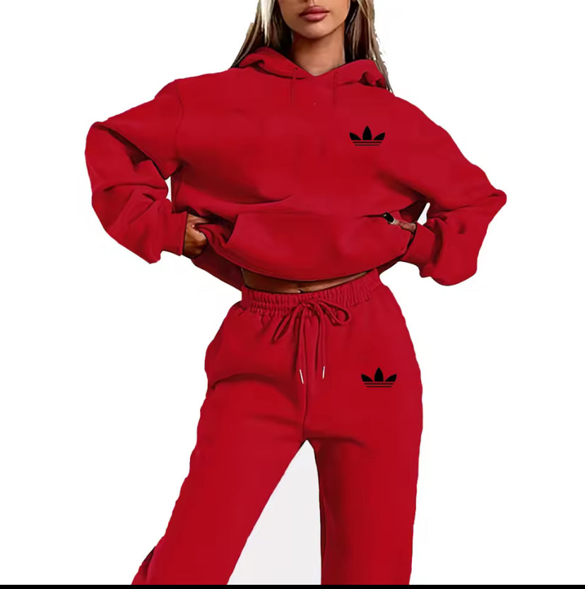 Letter Printed Women Hoodie set