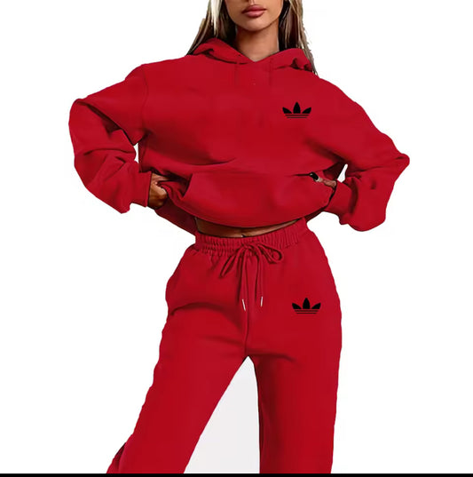 Letter Printed Women Hoodie set