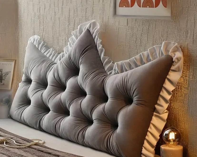 Extra Large Tufted Backrest Cushion - Luxury Sofa Bed Pillow with Ruffled Edges