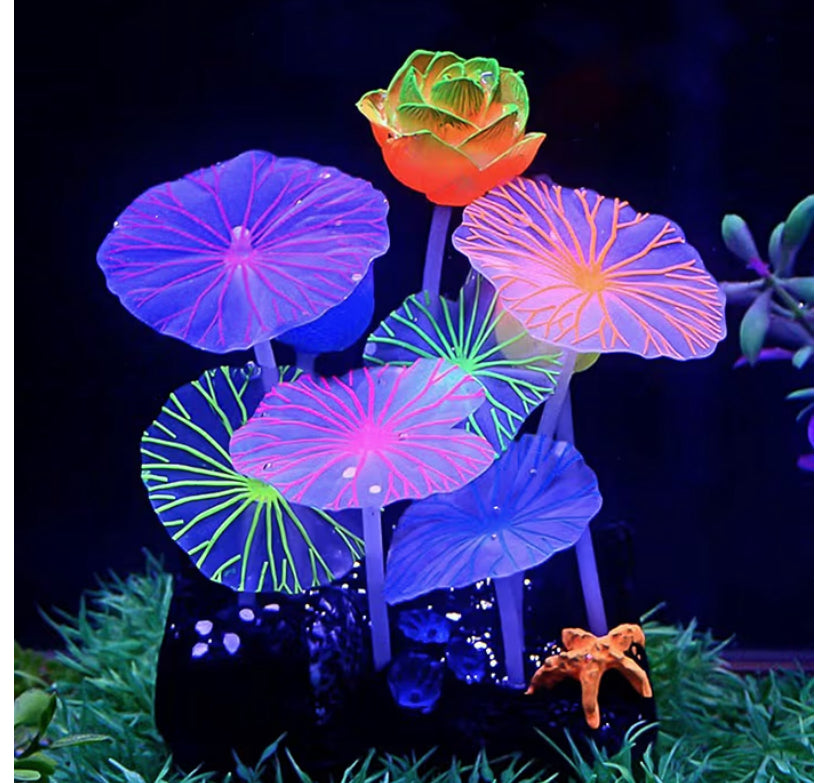 Uniclife Glowing Effect Artificial Mushroom Aquarium Plant Decor Ornament Decoration for Fish Tank Landscape