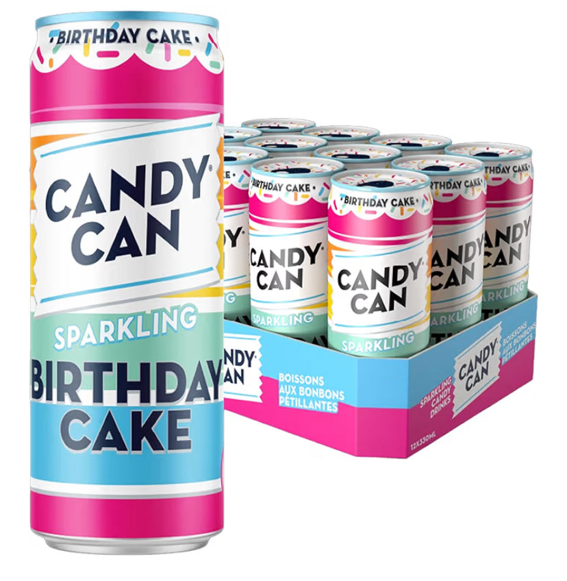 Candy Can, Pac Man Cherry Candy, Fizzy Drink, Nostalgic American Soda Flavours, Low Calorie, Sparkling Pop Cans (330ml x 12 Pack)