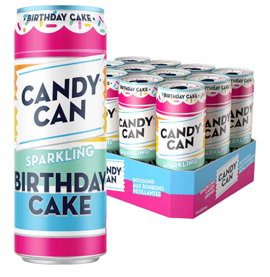 Candy Can, Pac Man Cherry Candy, Fizzy Drink, Nostalgic American Soda Flavours, Low Calorie, Sparkling Pop Cans (330ml x 12 Pack)