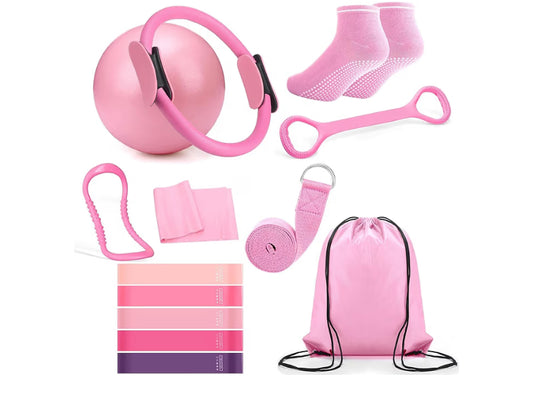 Pilates Kit, 13Pcs Pilates Circle with Yoga Ring & Band, Socks, Body Trimmer, Waist & Ab Shaper Workout Equipment for Home Gym Toning, Strength & Flexibility