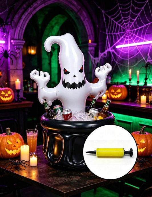 1 Set Of Halloween Ghost Inflatable Decorations, Foldable Portable Beverage Cooler, Includes Air Pump