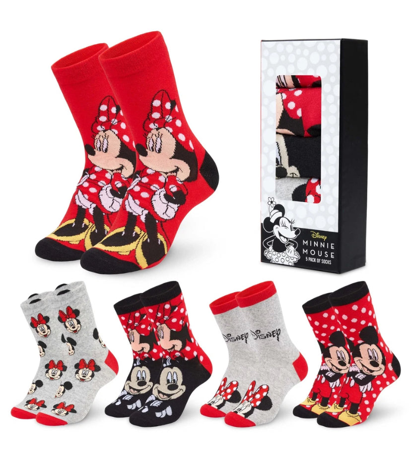 Womens Socks, Red&Grey 5 Pairs Mouse Ladies Socks