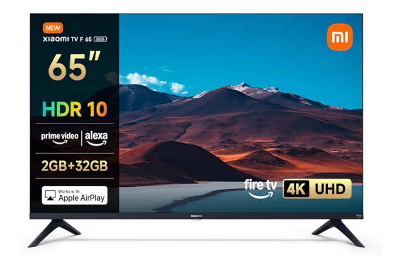 XIAOMI TV F 65, 65 Inch (165 cm), 4K UHD, Smart TV, Fire TV, HDR10, MEMC,60Hz with 120Hz Game Boost Mode, Alexa Voice Control, 2GB+32GB, Works with Apple AirPlay