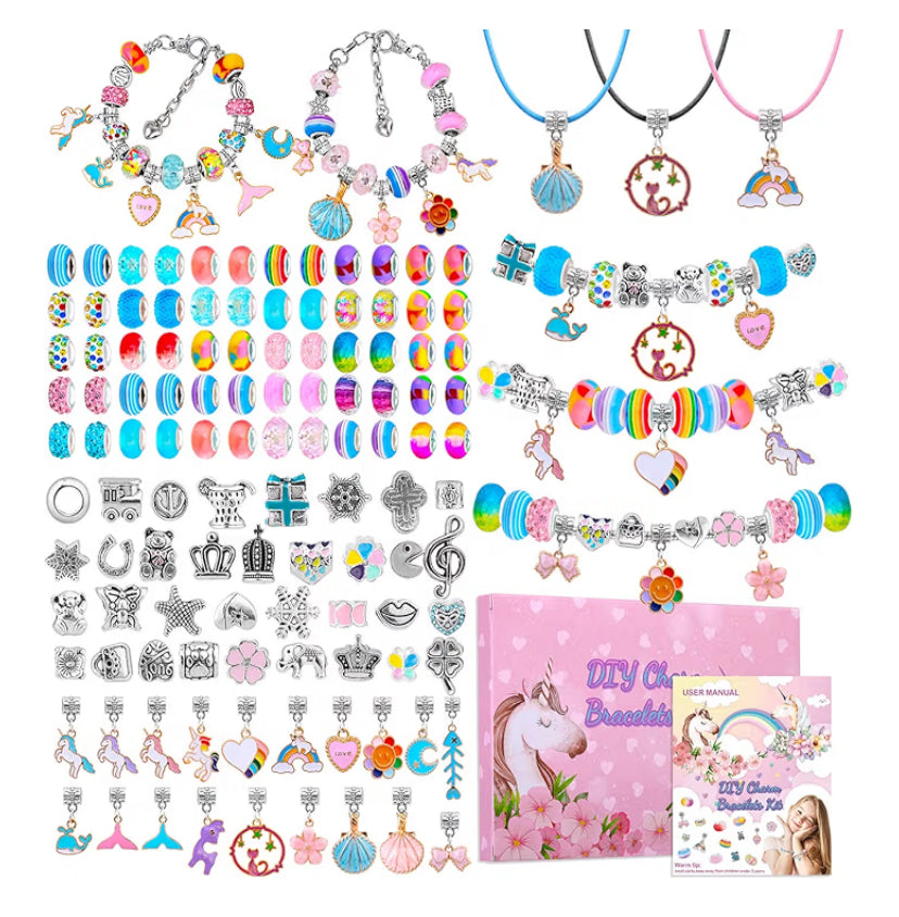 122 Pcs Charms Bracelet Making Kit, modacraft Charms for Jewellery Making, DIY Kids Crafts with Jewelry Beads, Arts and Crafts Sets as Gifts for Relatives and Friends.