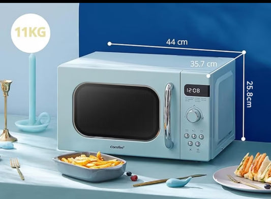 COMFEE' 800w 19L Retro Microwave Oven - Home Kitchen Appliance Combining Practicality & Decoration, Equipped With 8 Auto Menus, 5 Power Levels, Express Cook, Mint Green