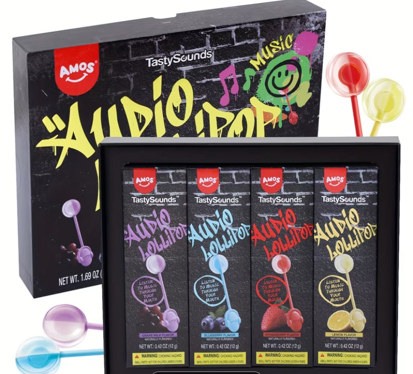 [Amos Music Lollipop] Amos Music Lollipop  4-Flavor Variety Pack Individually Wrapped 1 Box 48g