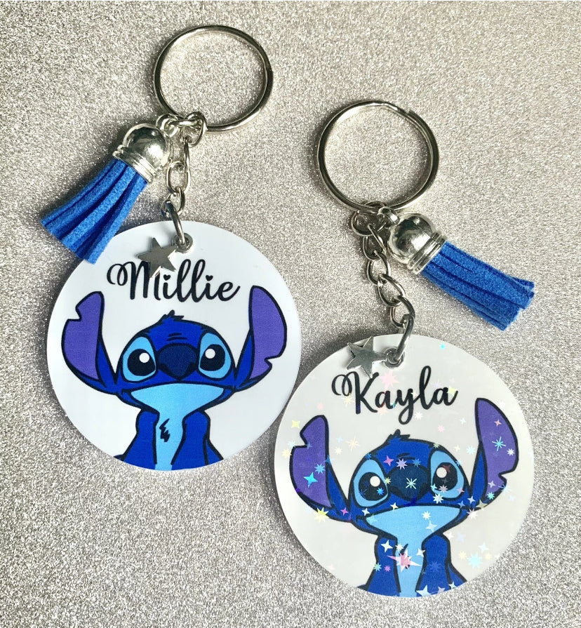 Alien inspired personalised keyring. Handmade novelty gift!